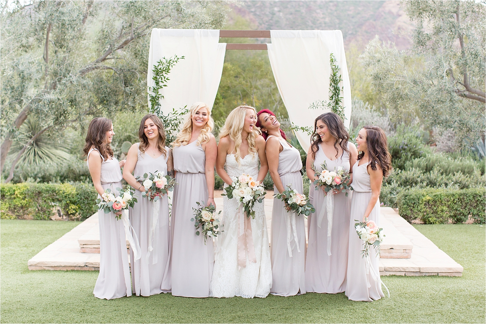 Soft Grey Bridesmaid Dresses at El Chorro Wedding